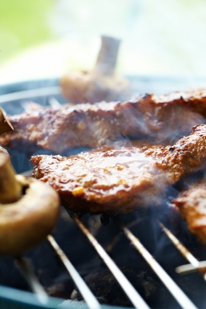 Steak and other Meat on BBQ の写真素材