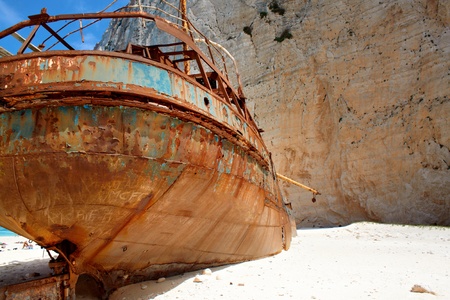 Navagio beach with ship-wreck in Zakynthos, Greece の写真素材