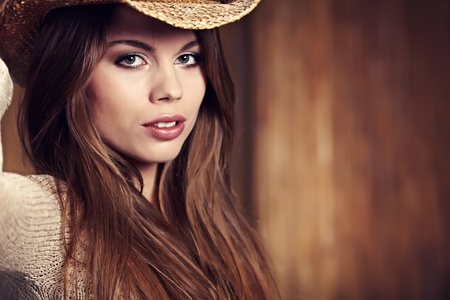 sexy woman with cowboy hat の写真素材
