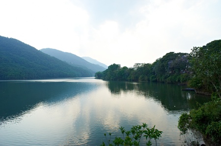 The lake Fewa, Pokhara, Nepalの写真素材