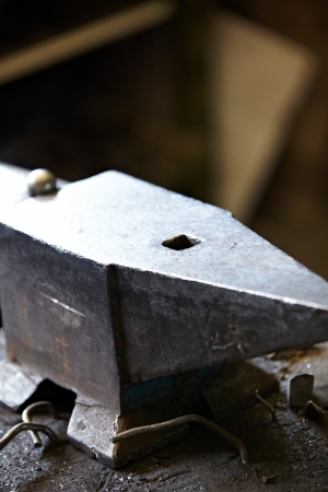 hammer and anvil used by a blacksmith の写真素材