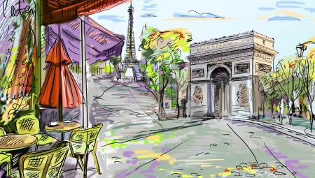 Paris street - illustration の写真素材