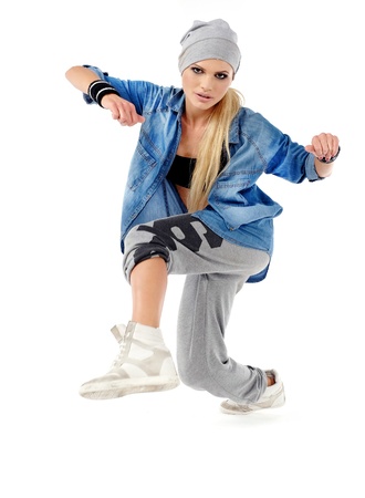 modern style dancer posing on studio background の写真素材