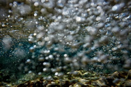 Underwater background - green river bottom の写真素材