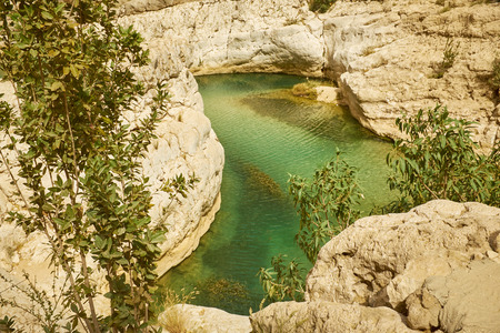Turquoise Canyon, Omanの写真素材