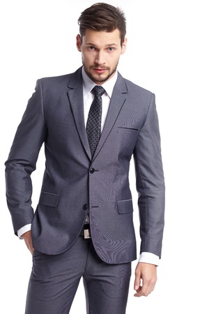 business, people and office concept - businessman in suitの写真素材