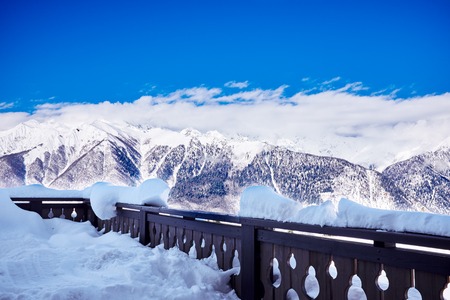 beautiful view of the mountains ski resortの写真素材