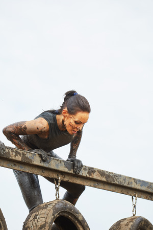 extreme race concept. Survival womanの写真素材