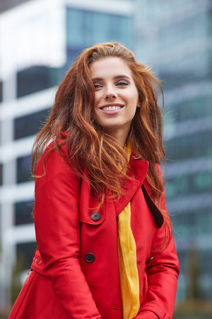 Young stylish woman in a city.の写真素材