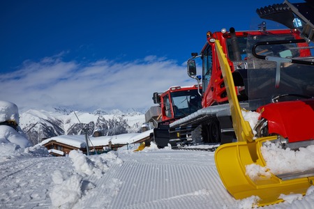 Ratrack on a skiing slope .の写真素材