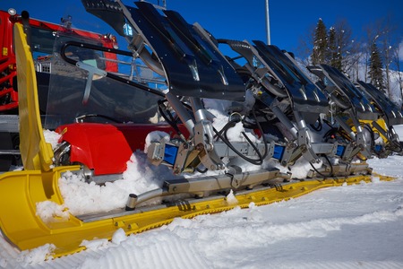 Ratrack on a skiing slope .の写真素材