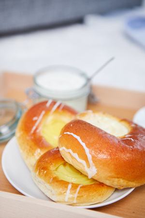 Good morning, Sweet breakfast . bedroom conceptの写真素材