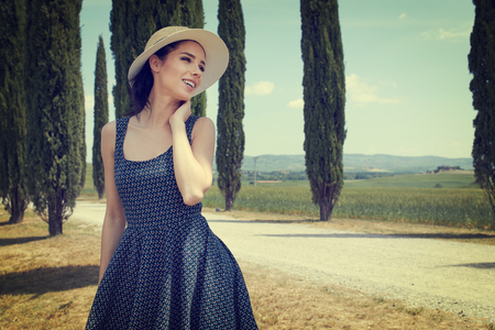 Woman in tuscany. Italian holidayの写真素材