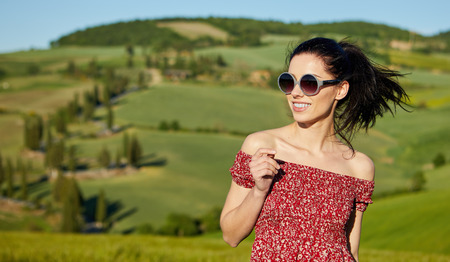 Woman in Tuscany. Italian holidayの写真素材