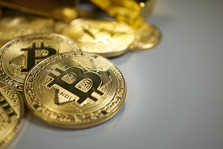 Bitcoin  and gold backgroundの写真素材