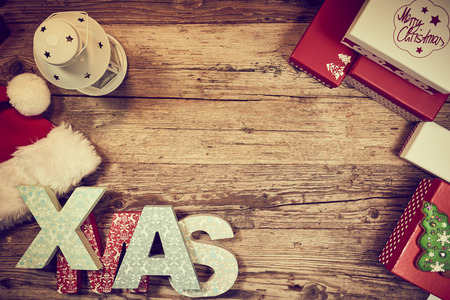 xmas wood  background top viewの写真素材