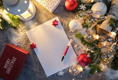 Santa Letter, greetings, Christmas gifts and decorationsの写真素材