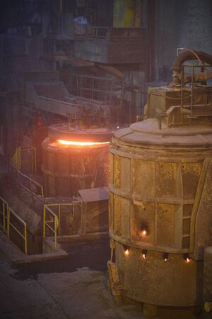 Hot steel pouring in steel plant
