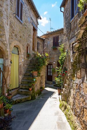 STREETS OF A SMALL ITALIAN TOWN, tuscanyの写真素材