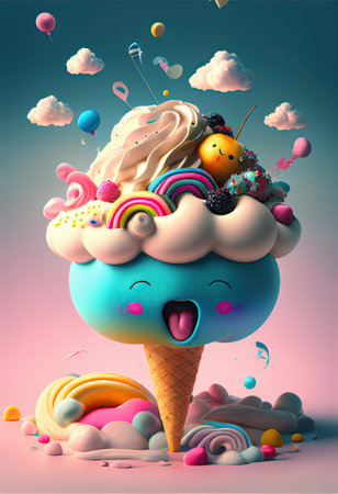 super fun cute candy for kids , surreal. AI Generativeの素材