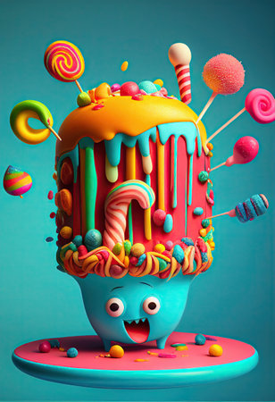 super fun cute candy for kids , surreal. AI Generativeの素材