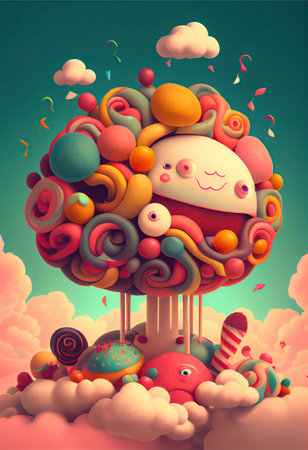 super fun cute candy for kids , surreal. AI Generativeの素材