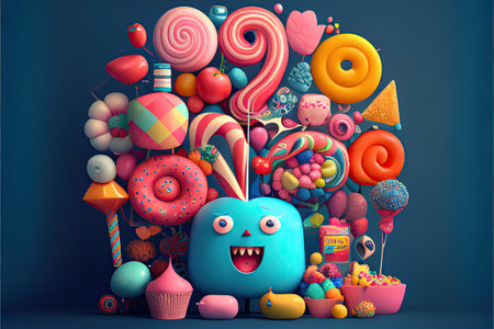 super fun cute candy for kids , surreal. AI Generativeの素材