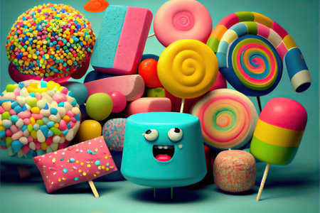 super fun cute candy for kids , surreal. AI Generativeの素材