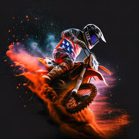 motocross rider, KTM dirt bike. Motorsports. Generative AIの素材