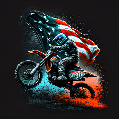 motocross rider, KTM dirt bike. Motorsports. Generative AIの素材