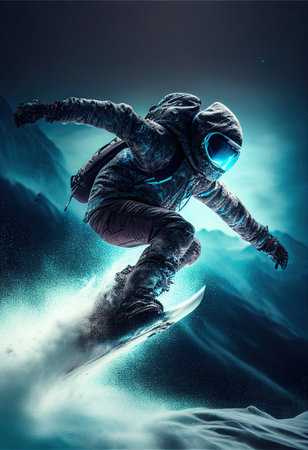 Winter sport, Skier downhill with the perfect trick. Ai generativeの素材
