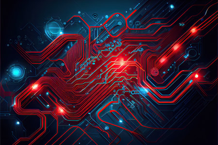 Futuristic Connection: An Abstract Illustration of Modern Technology, Engineering and Science in the Digital Age, ai generativeの素材