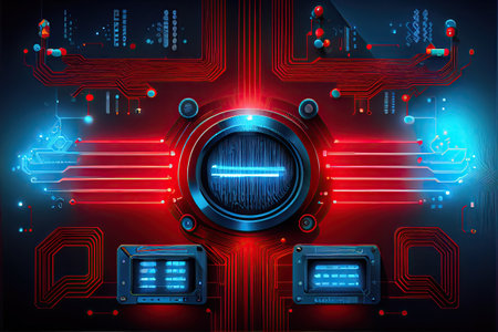 Futuristic Connection: An Abstract Illustration of Modern Technology, Engineering and Science in the Digital Age, ai generativeの素材