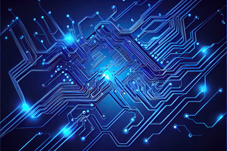 Futuristic Connection: An Abstract Illustration of Modern Technology, Engineering and Science in the Digital Age, ai generativeの素材