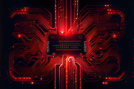 Futuristic Connection: An Abstract Illustration of Modern Technology, Engineering and Science in the Digital Age, ai generativeの素材