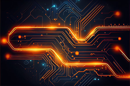 Futuristic Connection: An Abstract Illustration of Modern Technology, Engineering and Science in the Digital Age, ai generativeの素材