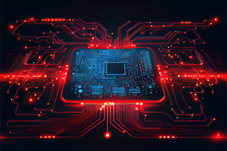 Futuristic Connection: An Abstract Illustration of Modern Technology, Engineering and Science in the Digital Age, ai generativeの素材