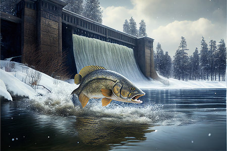 a big fish swimming in the cold turquoise winter months. ai Generativeの素材