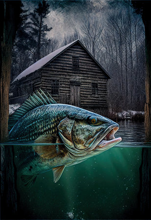 a big fish swimming in the cold turquoise winter months. ai Generativeの素材