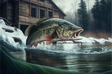 a big fish swimming in the cold turquoise winter months. ai Generativeの素材