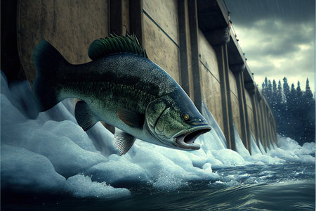 a big fish swimming in the cold turquoise winter months. ai Generativeの素材