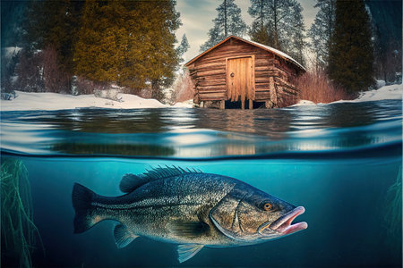 a big fish swimming in the cold turquoise winter months. ai Generativeの素材