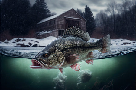 a big fish swimming in the cold turquoise winter months. ai Generativeの素材