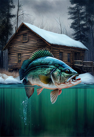 a big fish swimming in the cold turquoise winter months. ai Generativeの素材