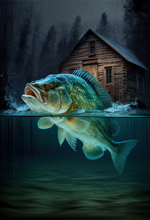 a big fish swimming in the cold turquoise winter months. ai Generativeの素材