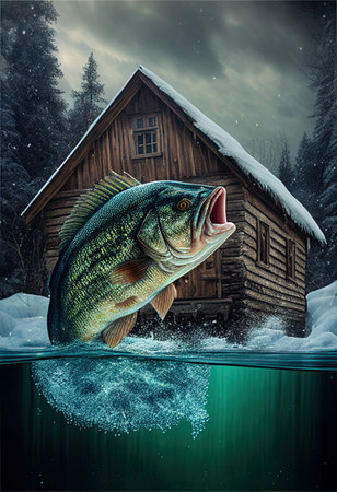 a big fish swimming in the cold turquoise winter months. ai Generativeの素材