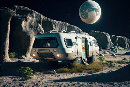 Spacecraft, mission to the moon, Generative AIの素材