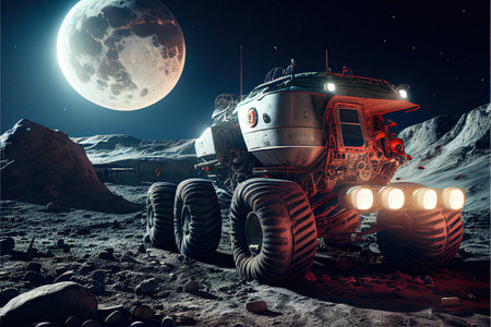 Spacecraft, mission to the moon, Generative AIの素材