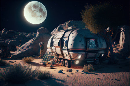 Spacecraft, mission to the moon, Generative AIの素材