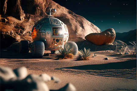 Spacecraft, mission to the moon, Generative AIの素材